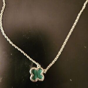 Elegant Silver and Green Pendant Necklace